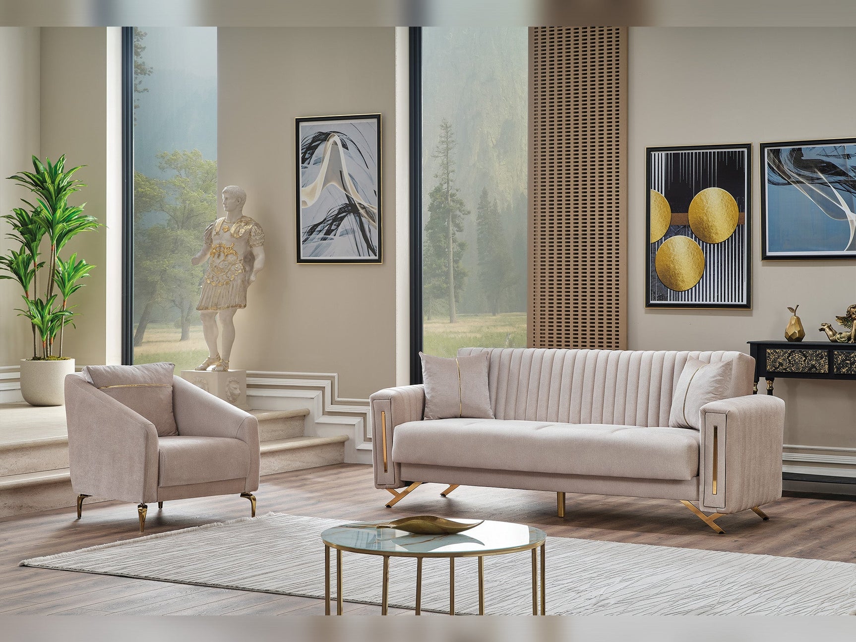 Senfoni Beige Convertible Sofa