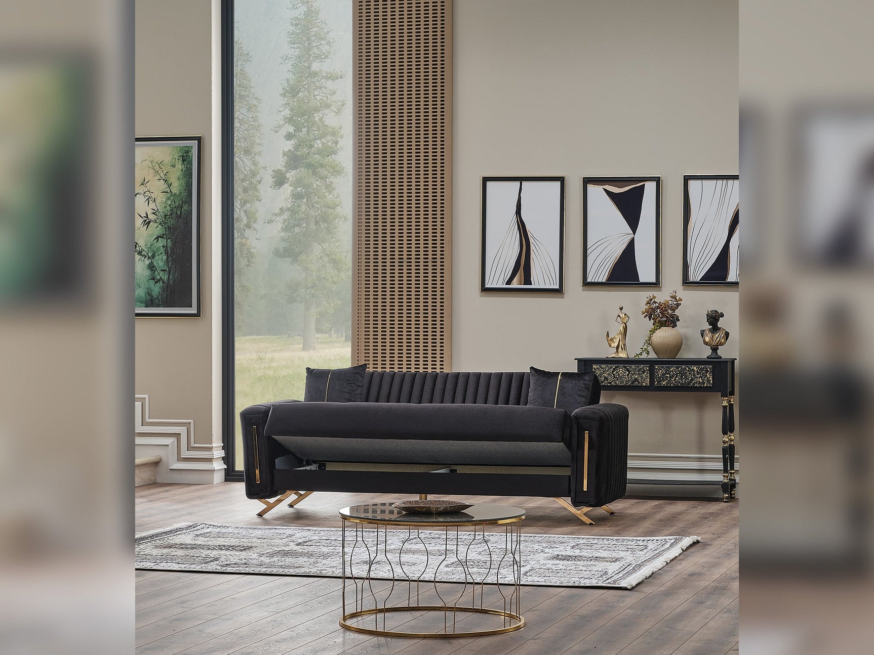 Senfoni Black 3-pieces (Sofa & Loveseat & Chair) Living Room Set