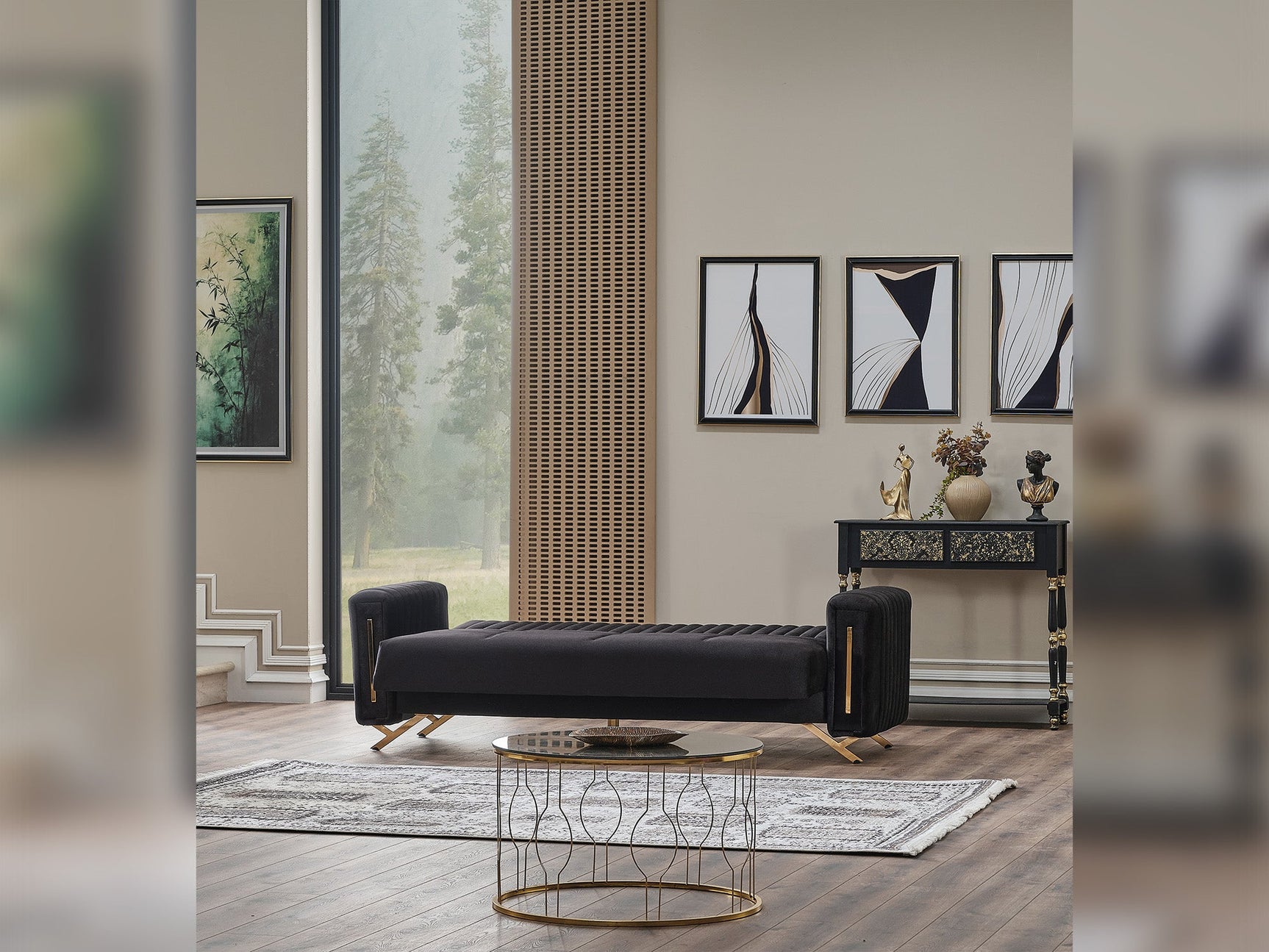 Senfoni Black 3-pieces (Sofa & Loveseat & Chair) Living Room Set