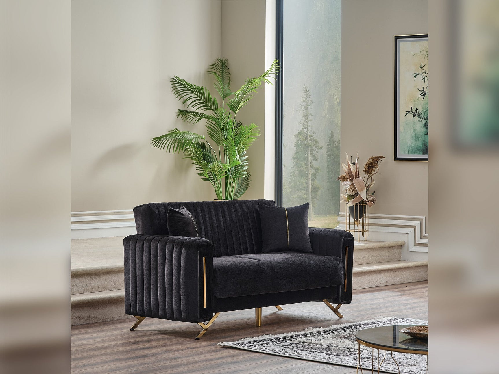 Senfoni Black Convertible Loveseat
