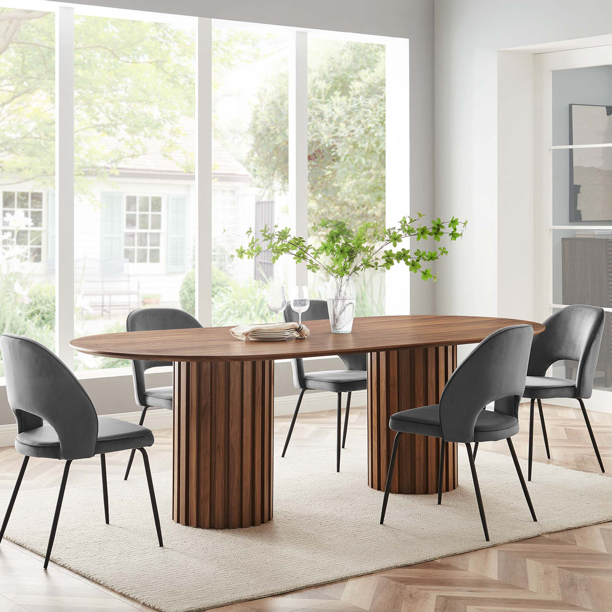 Senja Walnut 95" Oval Dining Table - Ornate Home