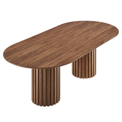 Senja Walnut 95" Oval Dining Table - Ornate Home
