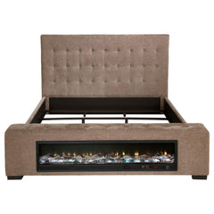 Senna Brown Upholstered California King Audio Flame Visualizer Bed - Ornate Home