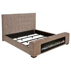 Senna Brown Upholstered Eastern King Audio Flame Visualizer Bed - Ornate Home
