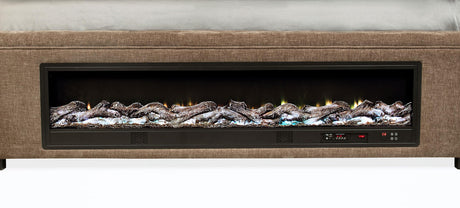 Senna Brown Upholstered Queen Audio Flame Visualizer Bed - Ornate Home