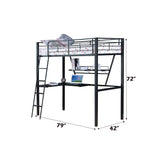 Senon Silver & Black Loft Bed & Desk - Ornate Home