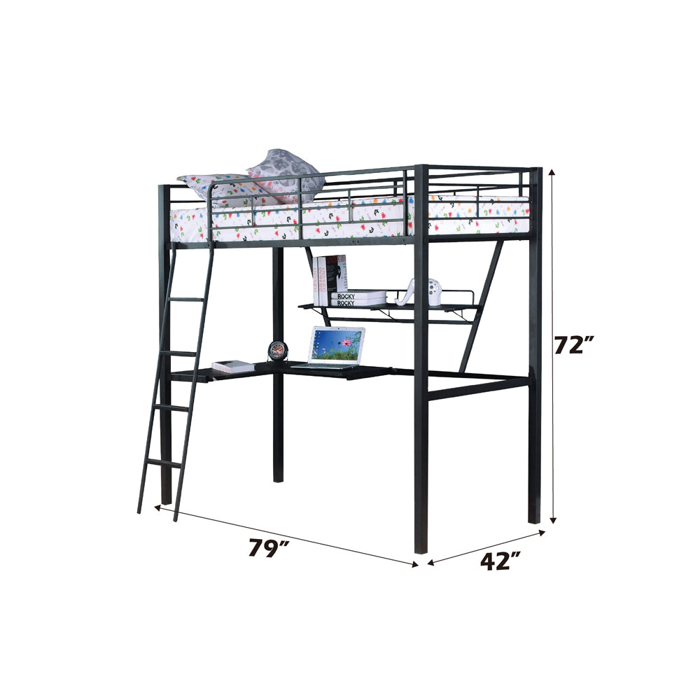 Senon Silver & Black Loft Bed & Desk - Ornate Home