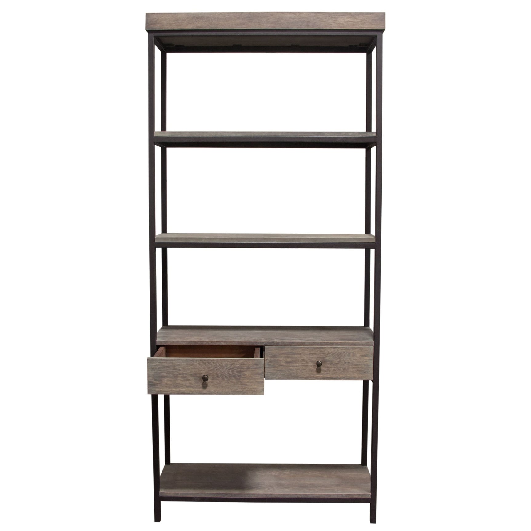 Sequoia Grey Oak 2-Drawered Shelf Unit - Ornate Home