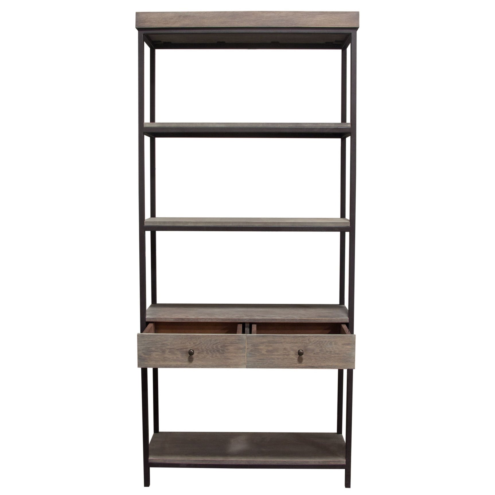 Sequoia Grey Oak 2-Drawered Shelf Unit - Ornate Home