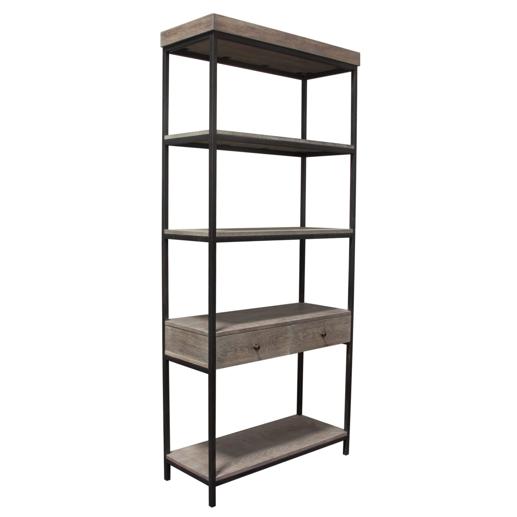 Sequoia Grey Oak 2-Drawered Shelf Unit - Ornate Home