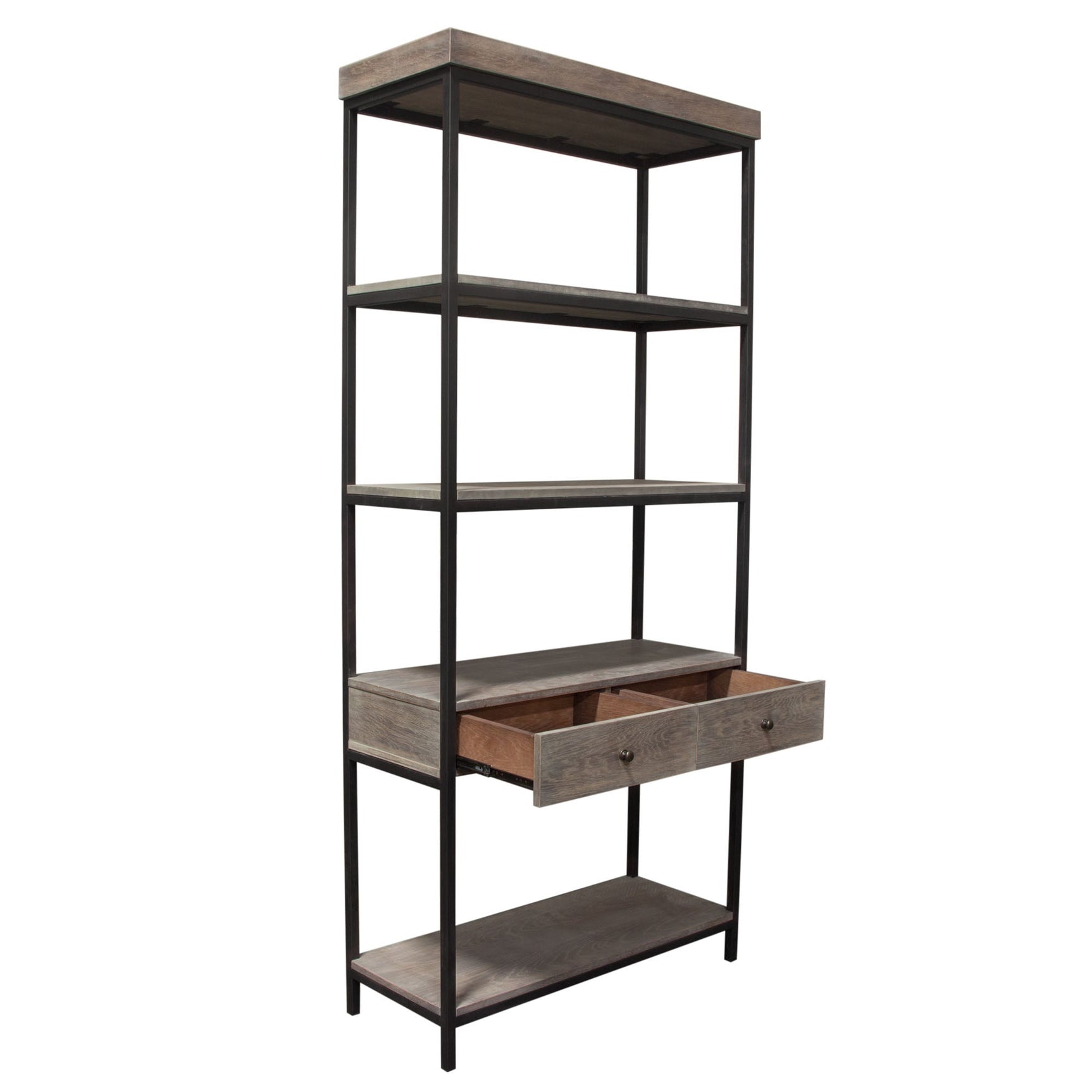 Sequoia Grey Oak 2-Drawered Shelf Unit - Ornate Home