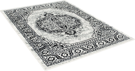 Serang Gray/Black 5' X 7' Area Rug - Ornate Home
