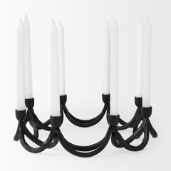 Seraph Black Round Candle Holder - Ornate Home