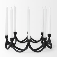 Seraph Black Round Candle Holder - Ornate Home
