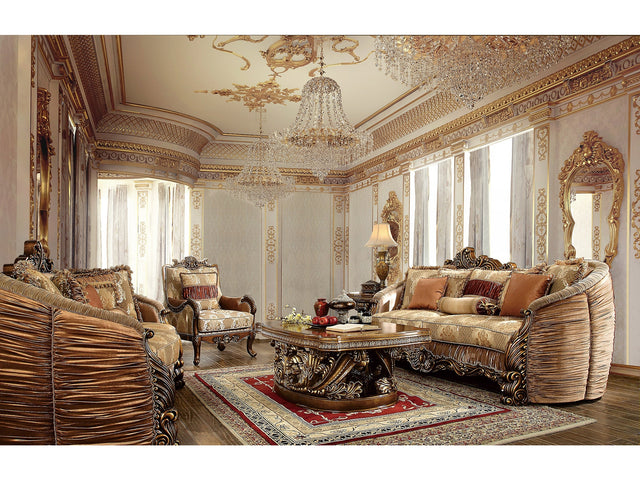 Seraphina Antique Brown 3pc Living Room Set  / HD-1601 - Ornate Home