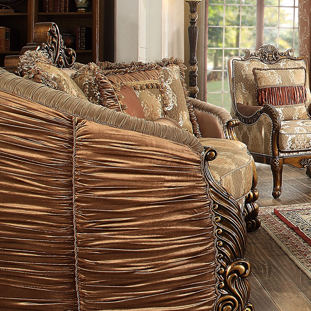 Seraphina Antique Brown 3pc Living Room Set  / HD-1601 - Ornate Home