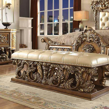 Seraphine Antique Gold/Perfect Brown Bench / HD-BEN8018 - Ornate Home