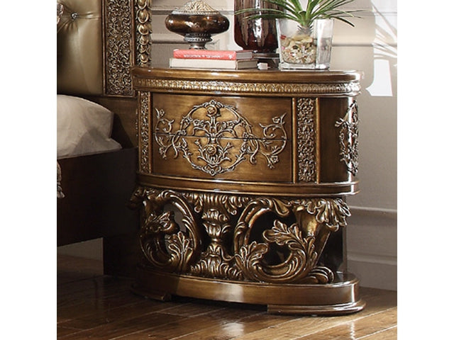 Seraphine Antique Gold & Perfect Brown Nightstand  / HD-8018 - Ornate Home