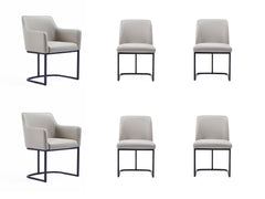 Serena 6 Piece Dining Set in Light Grey - Ornate Home