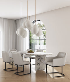 Serena 6 Piece Dining Set in Light Grey - Ornate Home
