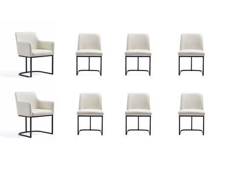 Serena 8 Piece Dining Set in Cream - Ornate Home