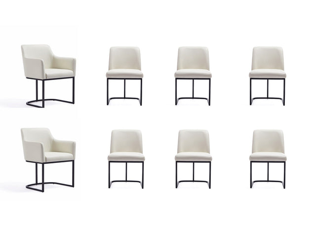 Serena 8 Piece Dining Set in Cream - Ornate Home