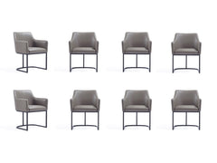 Serena 8 Piece Dining Set in Grey - Ornate Home