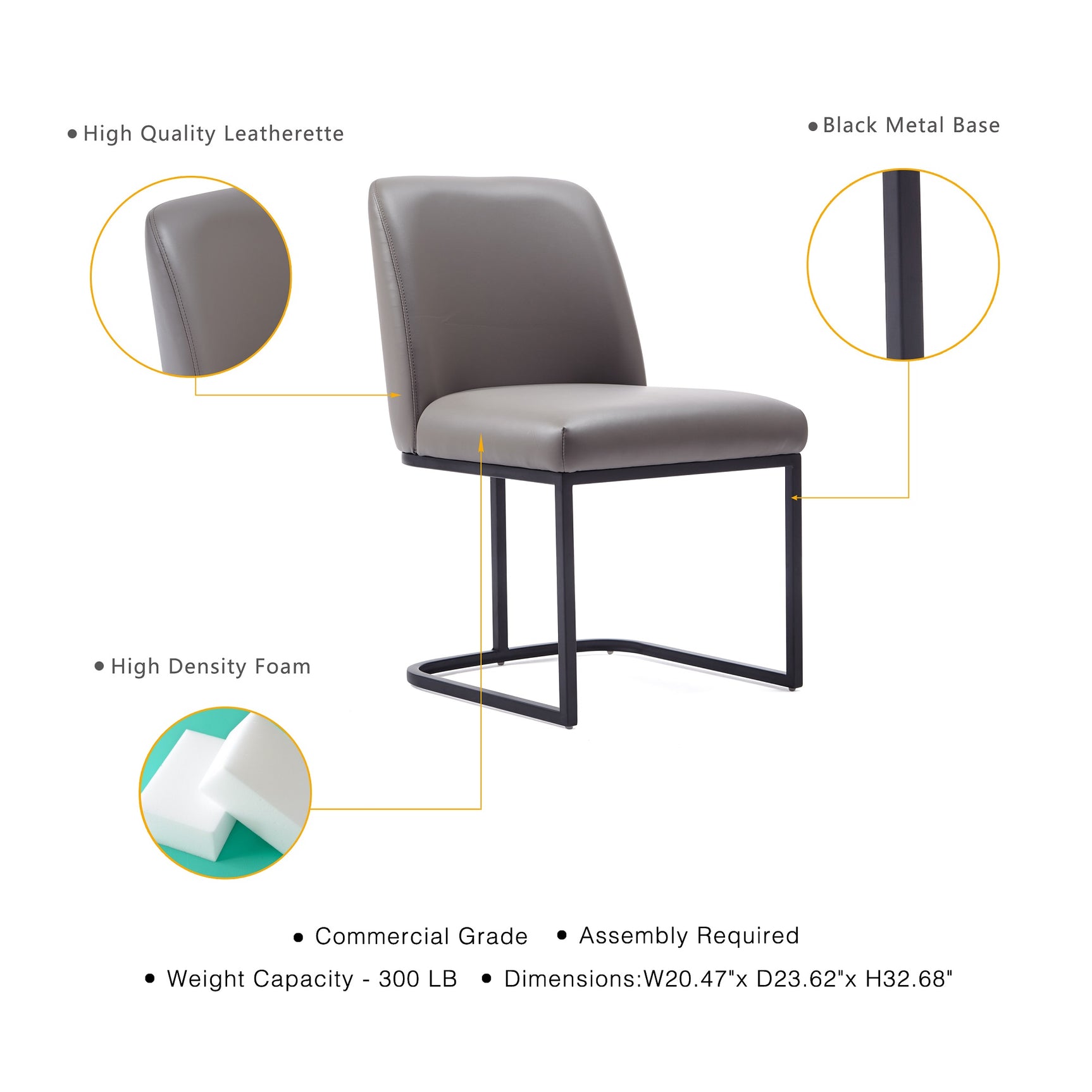 Serena 8 Piece Dining Set in Grey - Ornate Home