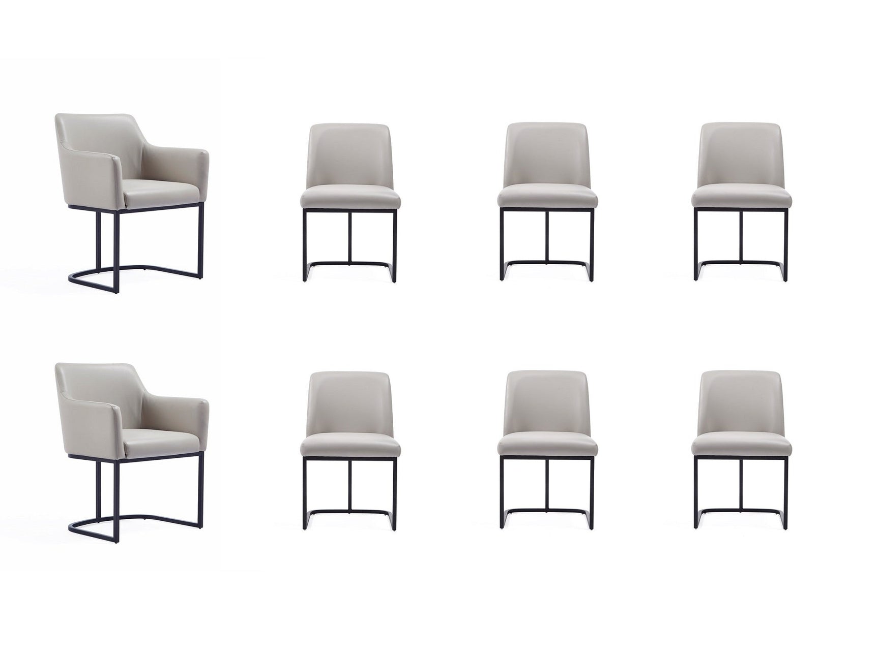 Serena 8 Piece Dining Set in Light Grey - Ornate Home