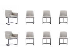 Serena 8 Piece Dining Set in Light Grey - Ornate Home