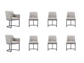 Serena 8 Piece Dining Set in Light Grey - Ornate Home