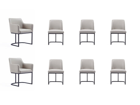 Serena 8 Piece Dining Set in Light Grey - Ornate Home