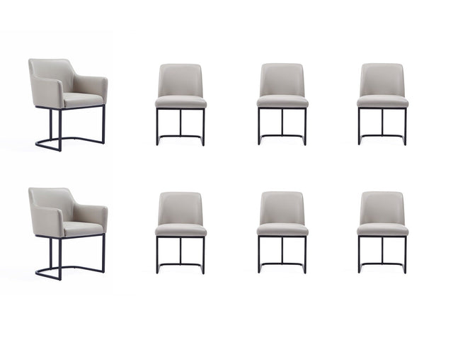 Serena 8 Piece Dining Set in Light Grey - Ornate Home