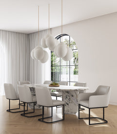 Serena 8 Piece Dining Set in Light Grey - Ornate Home