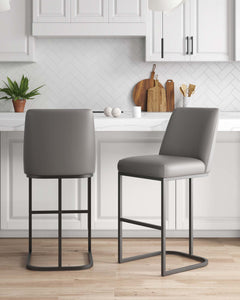 Serena Barstool in Grey (set of 2) - Ornate Home
