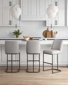 Serena Barstool in Light Grey (set of 3) - Ornate Home