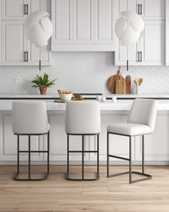 Serena Barstool in White (set of 3) - Ornate Home