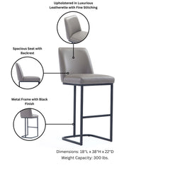 Serena Counter Stool in Grey (set of 2) - Ornate Home