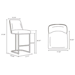 Serena Counter Stool in Light Grey (set of 2) - Ornate Home