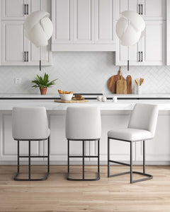 Serena Counter Stool in White (set of 3) - Ornate Home