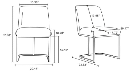 Serena Dining Chair in Light Grey (set of 2) - Ornate Home