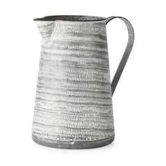 Serena Gray/White Large Textured Metal Jug - Ornate Home