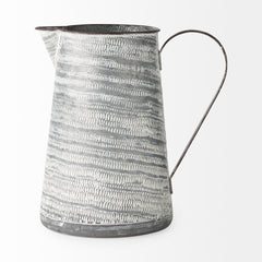Serena Gray/White Large Textured Metal Jug - Ornate Home