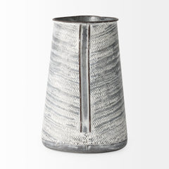 Serena Gray/White Large Textured Metal Jug - Ornate Home