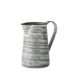 Serena Gray/White Small Textured Metal Jug - Ornate Home