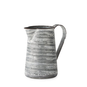 Serena Gray/White Small Textured Metal Jug - Ornate Home