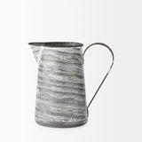 Serena Gray/White Small Textured Metal Jug - Ornate Home