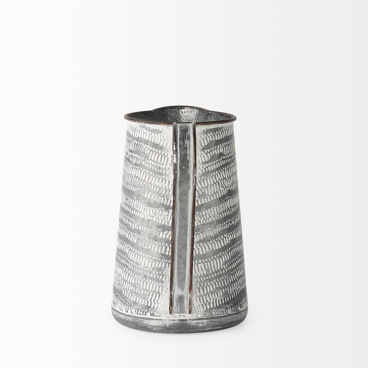 Serena Gray/White Small Textured Metal Jug - Ornate Home