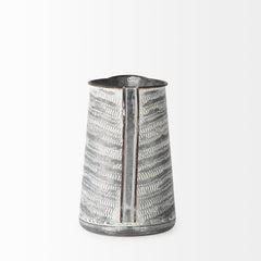 Serena Gray/White Small Textured Metal Jug - Ornate Home