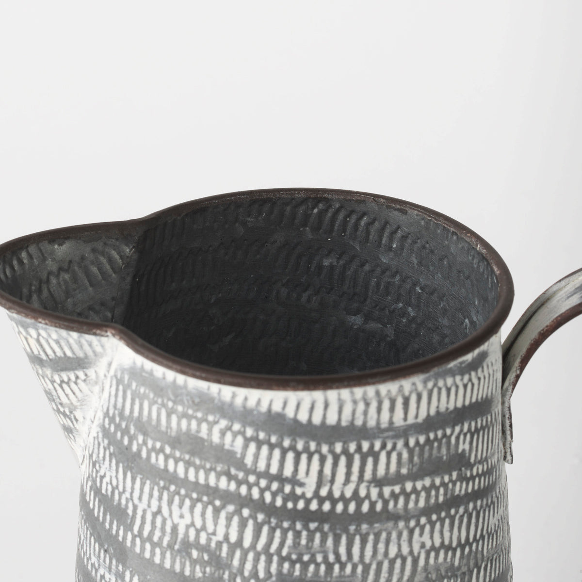 Serena Gray/White Small Textured Metal Jug - Ornate Home